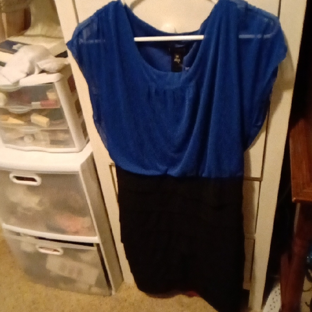 Elegant Blue and Black Women's Dress